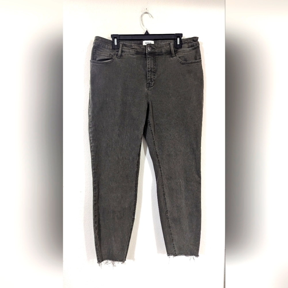 PISTOLA Dark Grey Raw Hem Crop Skinny Jeans - Picture 3 of 8